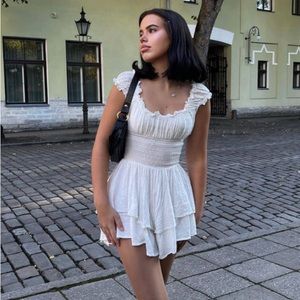 🤍Princess Polly White Ruffle Romper